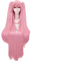 Long Straight Gray Pink Cosplay Wig High Temp Fiber