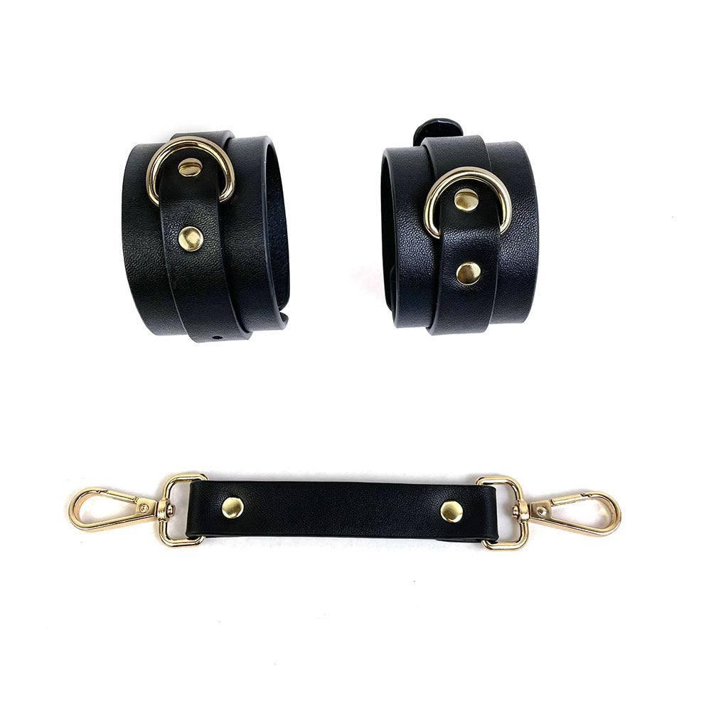 Adjustable PU Leather Handcuffs - Simple Bondage Restraints for Men and Women