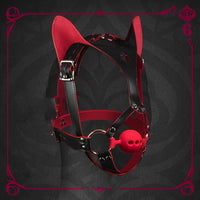 Leather Cat Mask with Ball Gag - Roleplay Harness