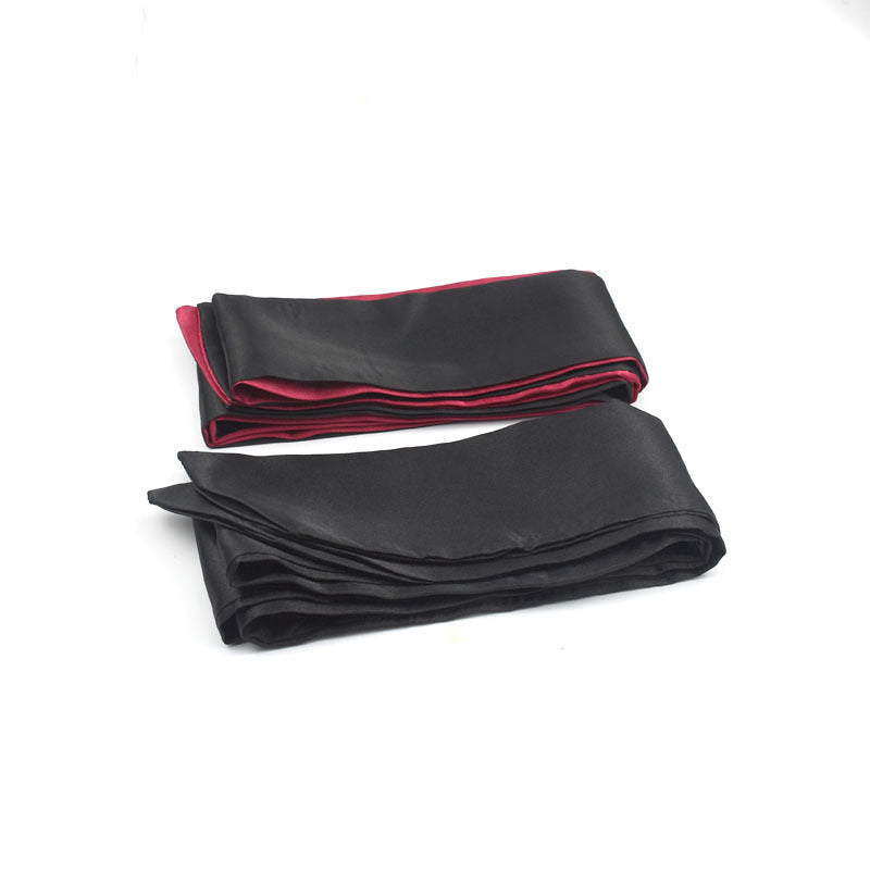 Side view of Satin Blindfold Eye Mask with Wrist Ties - 2-Color for Restraint