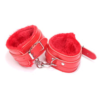 Plush PU Leather Handcuffs Vegan Bondage Cuffs for Couples