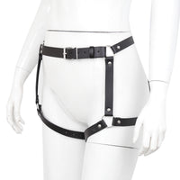 Leather Bondage Shorts with Handcuffs - BDSM Set