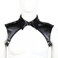 Black PU Leather Chest Harness Strap Bodysuit