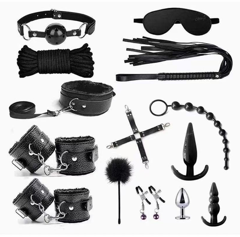 Faux Leather 14-Piece Bondage Kit BDSM Restraint Set
