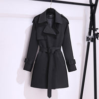 Short Polyester Trench Coat Women Khaki Black