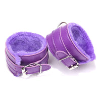 Plush PU Leather Handcuffs Vegan Bondage Cuffs for Couples