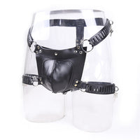 Leather Chastity Pants with Lock - Male Bondage