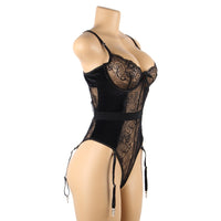 Lace Underwire Bodysuit with Garter Belt Set