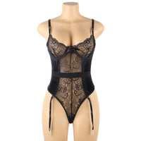 Lace Underwire Bodysuit with Garter Belt Set
