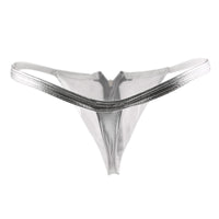 Wet Look Front Zip Thong Panty - Bondage Lingerie