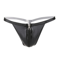 Wet Look Front Zip Thong Panty - Bondage Lingerie