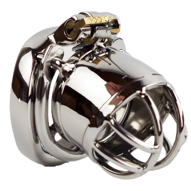 Steel Male Chastity Cage - Short Anti-Off Design