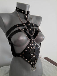PU Leather Open Bra Bondage Dress Fetish Lingerie