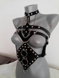 PU Leather Open Bra Bondage Dress Fetish Lingerie