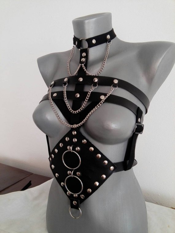 PU Leather Open Bra Bondage Dress Fetish Lingerie