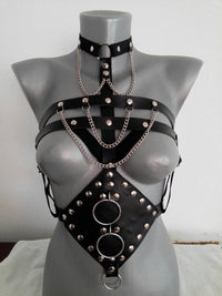 PU Leather Open Bra Bondage Dress Fetish Lingerie