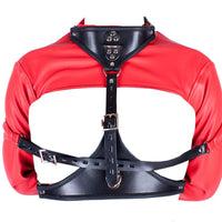 Red Lace-Up Bondage Suit - PU Leather Restraint Bodysuit