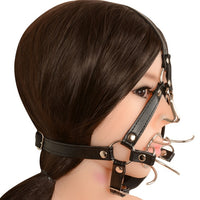 BDSM Nose Hook & Mouth Gag Set Leather Stainless Steel