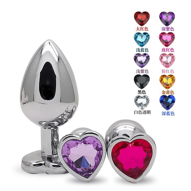 Heart-Shaped Metal Anal Plug — Jeweled Base Design
