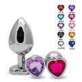 Heart-Shaped Metal Anal Plug — Jeweled Base Design
