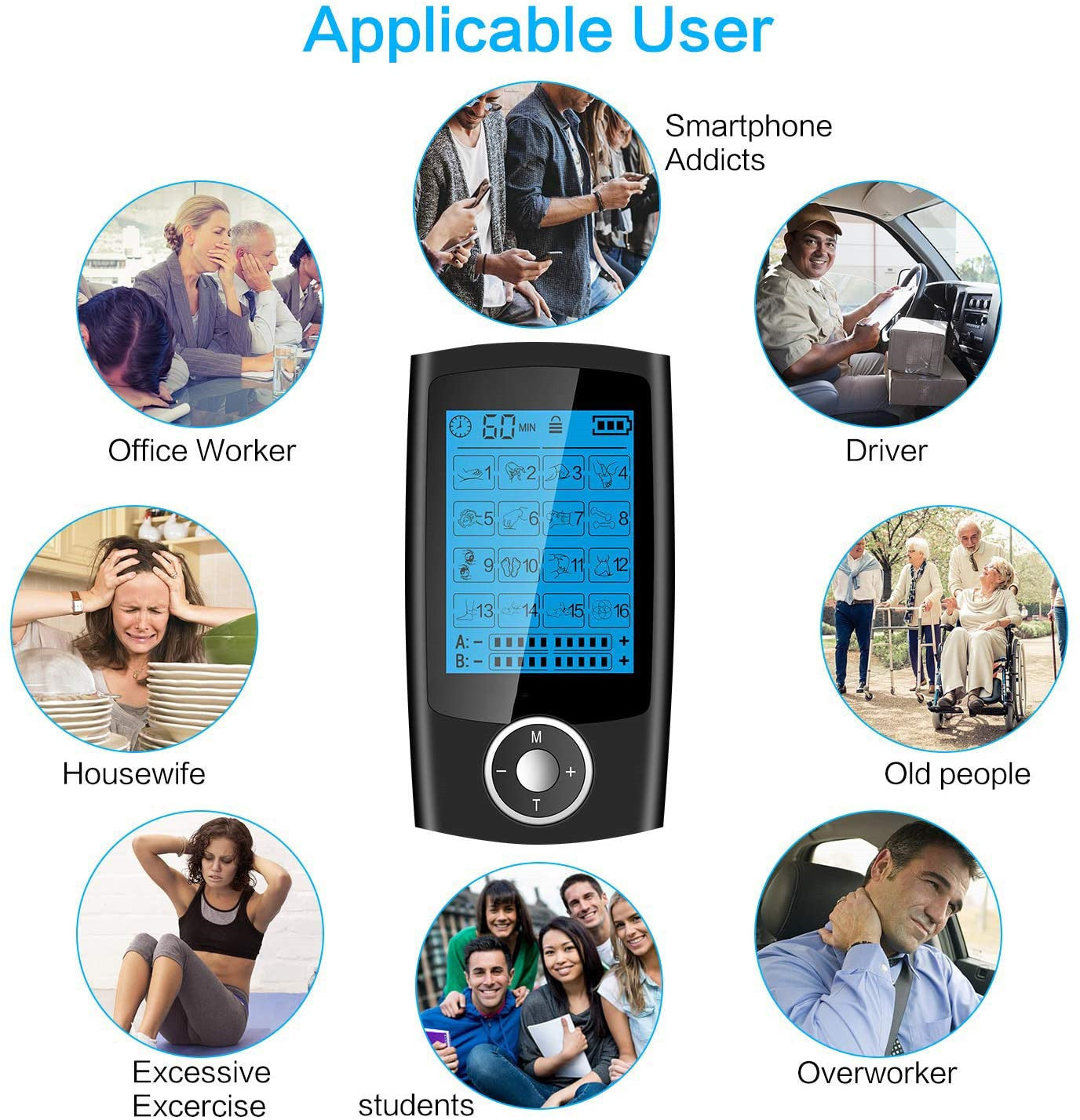 Close-up of 16-Mode TENS EMS Electrostimulation Unit - Dual Output for BDSM Bondage Play