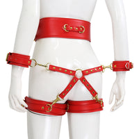 PU Leather Restraint Set - Handcuffs, Ankles & Waist