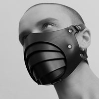 PU Leather Face Mask - Adjustable Bondage Roleplay Mask