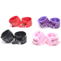 Plush PU Leather Handcuffs Vegan Bondage Cuffs for Couples