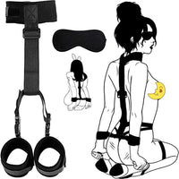 BDSM Neck Collar Behind Back Handcuffs Bondage Restraint Set