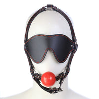 Leather Mouth Gag & Blindfold Set - BDSM Restraint Kit