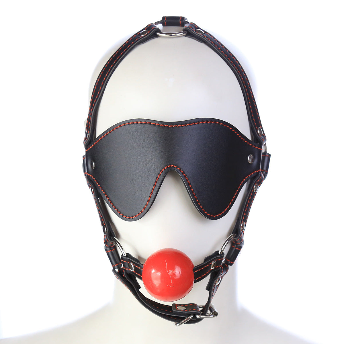 Texture detail of PU Leather Leather Mouth Gag & Blindfold Set - BDSM Restraint Kit for BDSM Sets