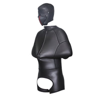 Faux Patent Leather Bondage Bodysuit Restraint Suit