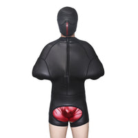 Faux Patent Leather Bondage Bodysuit Restraint Suit
