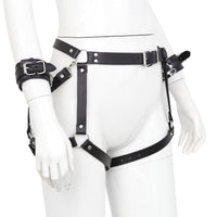 Leather Bondage Shorts with Handcuffs - BDSM Set