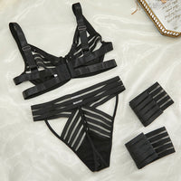 Halter Neck Lace Lingerie Bodysuit - Black