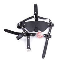 Leather Mouth Gag & Blindfold Set - BDSM Restraint Kit