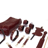 PU Leather Bondage Mask Ankle Bracelet Training Set