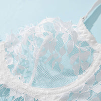 White Lace Garter Bra Set with Leg Rings 4-Piece