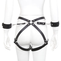 Leather Bondage Shorts with Handcuffs - BDSM Set