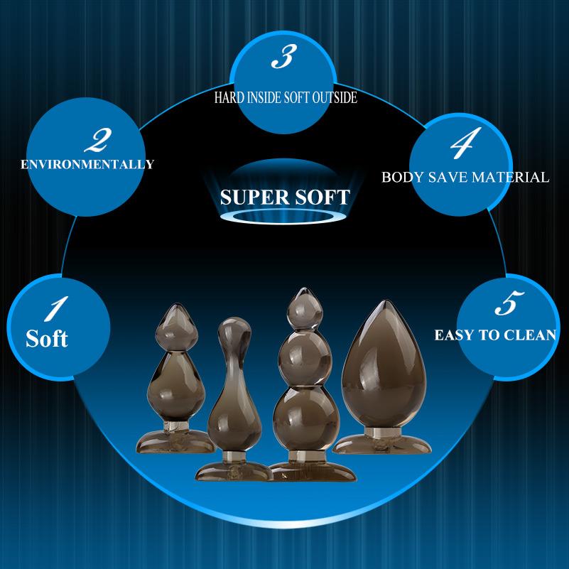 Silicone Anal Plug Set — 4 Graduated Sizes, Waterproof