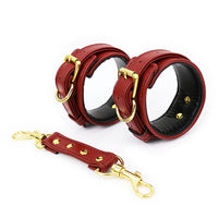 PU Leather Handcuffs Leg Cuffs with Waist Restraint Belt