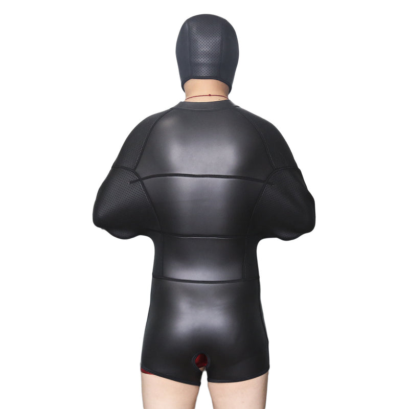 Faux Patent Leather Bondage Bodysuit Restraint Suit