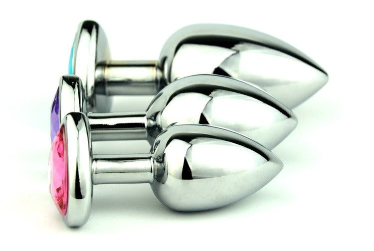 Heart-Shaped Metal Anal Plug — Jeweled Base Design
