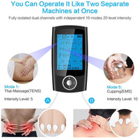 16-Mode TENS EMS Electrostimulation Unit - Dual Output