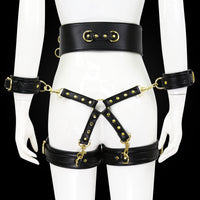 PU Leather Restraint Set - Handcuffs, Ankles & Waist