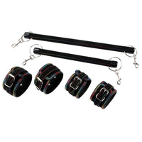 Leather Spreader Bar Bondage Handcuff Ankle Cuff Set
