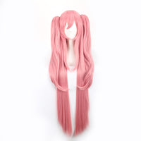 Long Straight Gray Pink Cosplay Wig High Temp Fiber