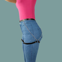 PU Leather Body Harness with Leg Loops - Adjustable