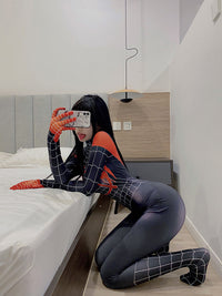 Plaid Spandex Bodysuit with Zipper Crotch