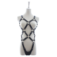 Leather Bondage Corset Harness - Body Restraint Suit